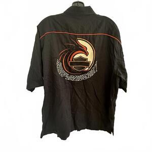 Harley-Davidson Black Button-Up Motorcycle Embroided Logo Shirt - XL